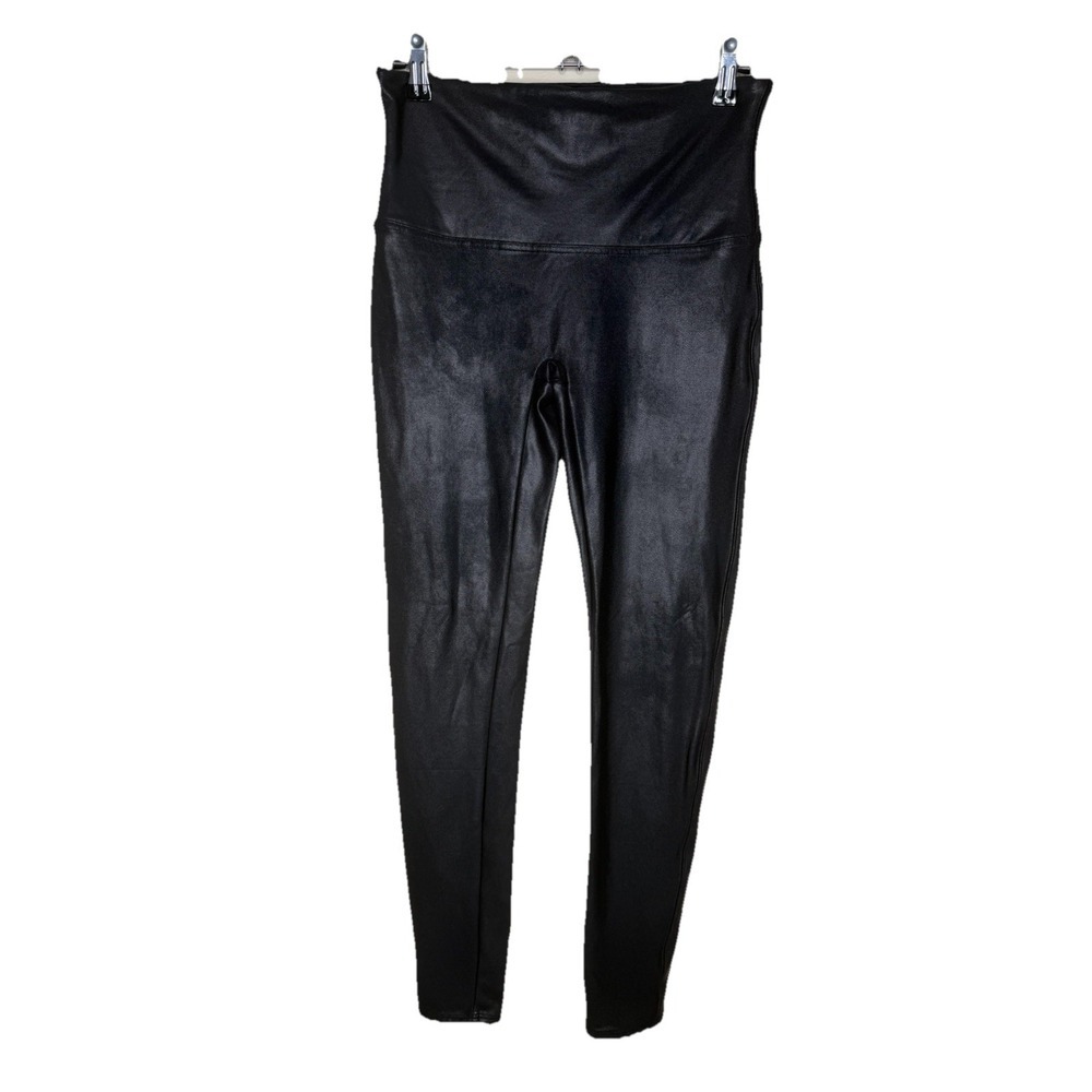 Spanx Black Faux Vegan Leather Shaping City Chic Legging Women XL